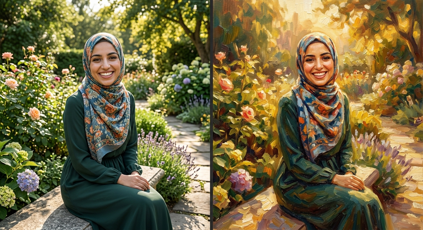 تحويل الصورة إلى لوحة زيتية بأنماط AI في أندلسي